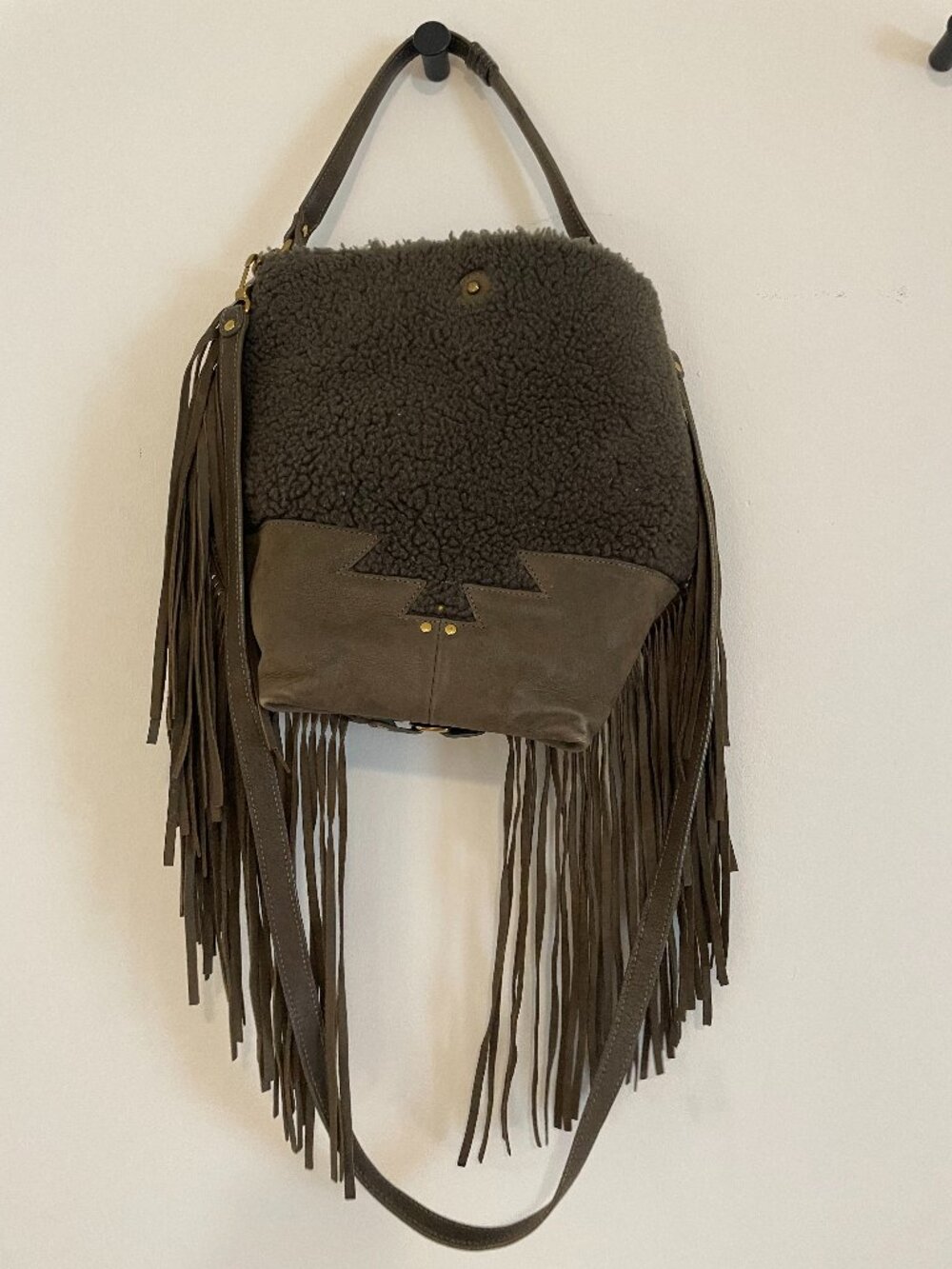 Jerome Dreyfuss Mario Fringe Shearling Leather Bag